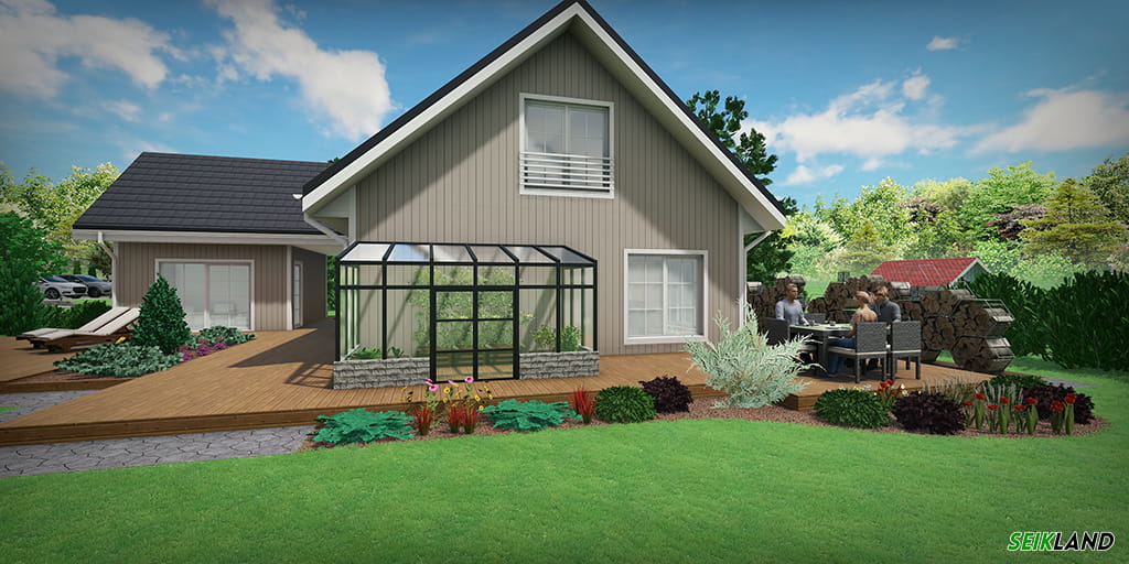 Seinaäärne kasvuhoone eramu aias Haljalas